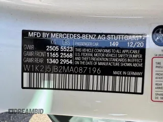 2021 Mercedes-Benz CLS with VIN W1K2J5JB2MA087196, listed as a Copart auction lot 54357935 with 7,048 mi miles and Non Repairable. Bid and sale history available at carsss.com. Image 15.