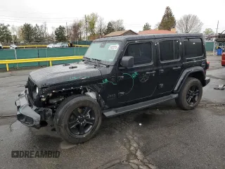 2020 Jeep Wrangler Unlimited Sahara Altitude with VIN 1C4HJXEM8LW332256, listed as a Copart auction lot 54323215 with 30,012 mi miles and Salvage title. Bid and sale history available at DreamBid. Image 1.