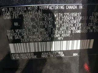 2013 Toyota RAV4 LE with VIN 2T3ZFREV4DW013382, listed as a IAAI auction lot 42090223 with 216,329 mi miles. Bid and sale history available at carsss.com. Image 9.