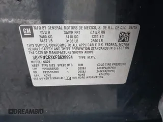 2015 Cadillac SRX Performance Collection with VIN 3GYFNCE3XFS638994, listed as a IAAI auction lot 42243558 with 141,704 mi miles and . Bid and sale history available at DreamBid. Image 9.