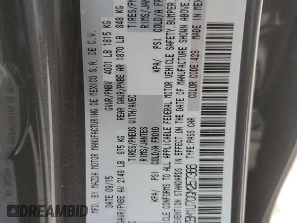 2016 Mazda 3 i Sport with VIN 3MZBM1U70GM257366, listed as a Copart auction lot 51304095 with 113,863 mi miles and Salvage Title. Bid and sale history available at DreamBid. Image 14.