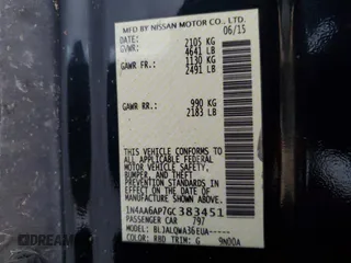 2016 Nissan Maxima Platinum with VIN 1N4AA6AP7GC383451, listed as a Copart auction lot 54774235 with 210,898 mi miles and Salvage title. Bid and sale history available at DreamBid. Image 12.