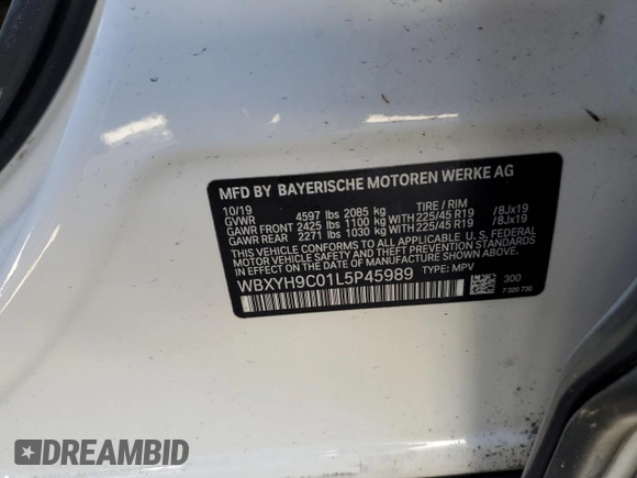 2020 BMW X2 sDrive28i z VIN WBXYH9C01L5P45989, wystawiony jako Copart lot #48869525 z przebiegiem Nie podano mil oraz Nie do naprawy • Non repairable. Historia ofert i sprzedaży dostępna na DreamBid. Obrazek 13.