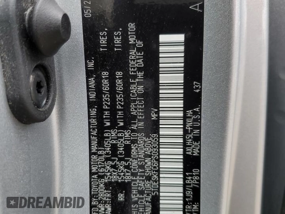 2023 Toyota Sienna Platinum with VIN 5TDESKFC6PS093059, listed as a Copart auction lot 84560654 with 19,173 mi miles and Salvage Title. Bid and sale history available at DreamBid. Image 14.
