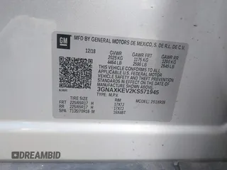 2019 Chevrolet Equinox LT with VIN 3GNAXKEV2KS571945, listed as a IAAI auction lot 41972151 with 71,758 mi miles and . Bid and sale history available at DreamBid. Image 9.