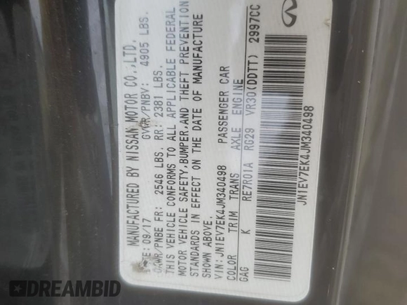 2018 Infiniti Q60 Sport with VIN JN1EV7EK4JM340498, listed as a Copart auction lot 79622844 with 93,528 mi miles and Clean Title. Bid and sale history available at DreamBid. Image 12.