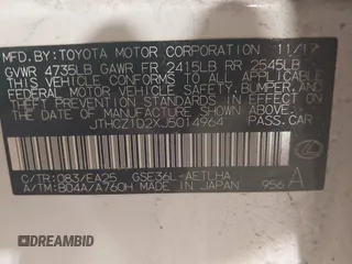 2018 Lexus IS 350 z VIN JTHCZ1D2XJ5014964, wystawiony jako IAAI lot #41722586 z przebiegiem 73 884 mil mil oraz . Historia ofert i sprzedaży dostępna na DreamBid. Obrazek 9.