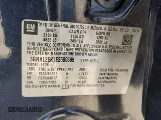 2014 Chevrolet Captiva Sport LS z VIN 3GNAL2EK7ES680505, wystawiony jako Copart lot #58754645 z przebiegiem 130 059 mil mil oraz Szkoda całkowita • Salvage title. Historia ofert i sprzedaży dostępna na DreamBid. Obrazek 14.