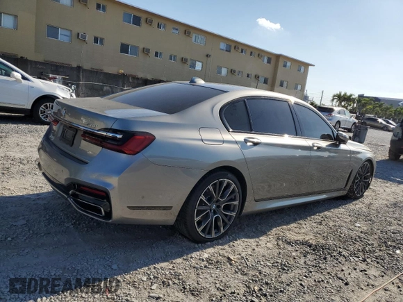2020 BMW 7 Series 740i with VIN WBA7T2C02LCD43327, listed as a Copart auction lot 52796565 with 79,744 mi miles and Non Repairable. Bid and sale history available at carsss.com. Image 3.