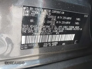 2025 Toyota RAV4 Hybrid XLE Premium with VIN JTMB6RFV5SD154617, listed as a IAAI auction lot 42066826 with 2,410 mi miles and . Bid and sale history available at DreamBid. Image 9.