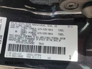 2021 Toyota Tundra SR with VIN 5TFRY5F1XMX294503, listed as a Copart auction lot 53935265 with Not provided miles and Non repairable. Bid and sale history available at DreamBid. Image 13.