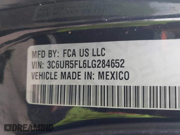 2020 Ram 2500 Laramie z VIN 3C6UR5FL6LG284652, wystawiony jako IAAI lot #41536970 z przebiegiem 92 566 mil mil oraz . Historia ofert i sprzedaży dostępna na DreamBid. Obrazek 9.