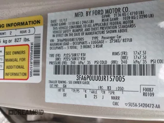 2018 Ford Fusion S z VIN 3FA6P0UU0JR157005, wystawiony jako IAAI lot #41689881 z przebiegiem Nie podano mil oraz . Historia ofert i sprzedaży dostępna na DreamBid. Obrazek 9.