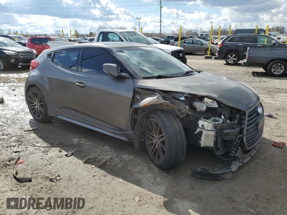 2013 Hyundai Veloster Turbo with VIN KMHTC6AE1DU124502, listed as a Copart auction lot 46489915 with 143,526 mi miles and Salvage title. Bid and sale history available at DreamBid. Image 4.