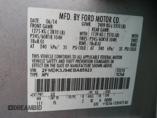 2014 Ford Edge SEL with VIN 2FMDK3J94EBA85923, listed as a Copart auction lot 48930795 with 242,366 mi miles and Salvage Title. Bid and sale history available at carsss.com. Image 12.