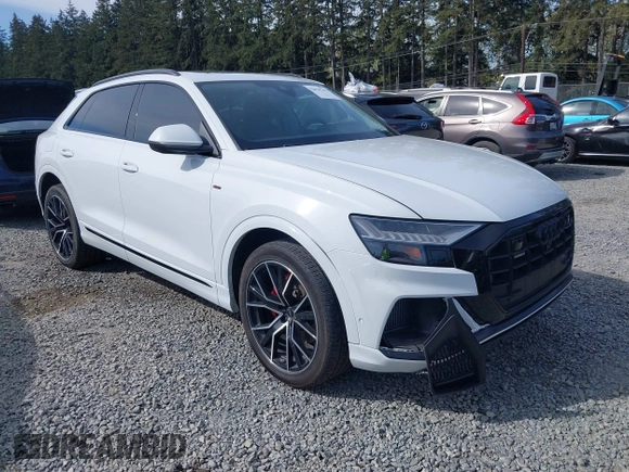 2023 Audi Q8 Premium Plus with VIN WA1EVBF17PD021816, listed as a IAAI auction lot 42024241 with 26,240 mi miles and . Bid and sale history available at DreamBid. Image 1.