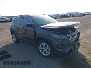 2024 Jeep Compass Latitude with VIN 3C4NJDBN7RT121563, listed as a IAAI auction lot 41246940 with 16,154 mi miles. Bid and sale history available at carsss.com. Image 1.