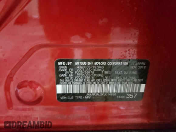 2019 Mitsubishi Outlander Sport ES 2.0 with VIN JA4AP3AU2KU014698, listed as a Copart auction lot 42927693 with 50,018 mi miles. Bid and sale history available at carsss.com. Image 13.