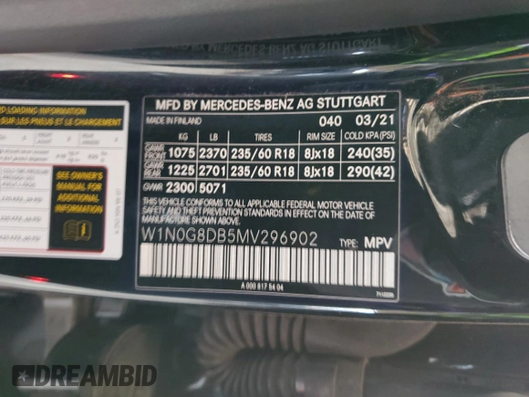 2021 Mercedes-Benz GLC 300 z VIN W1N0G8DB5MV296902, wystawiony jako Copart lot #54167005 z przebiegiem 62 371 mil mil oraz Szkoda całkowita • Salvage title. Historia ofert i sprzedaży dostępna na DreamBid. Obrazek 13.
