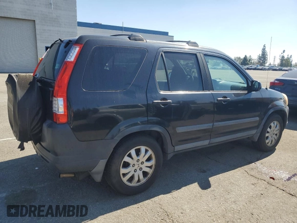 2005 Honda CR-V EX with VIN SHSRD78835U304892, listed as a Copart auction lot 46188995 with 186,054 mi miles and Salvage Title. Bid and sale history available at carsss.com. Image 3.