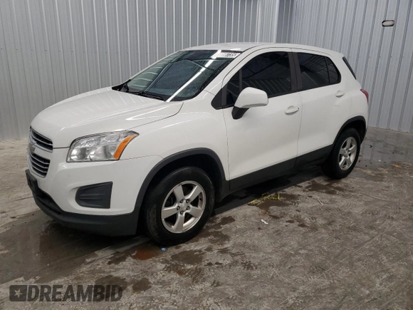 2016 Chevrolet Trax LS with VIN KL7CJNSB5GB750897, listed as a Copart auction lot 45356735 with 100,316 mi miles and Clean Title. Bid and sale history available at carsss.com. Image 1.