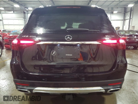 2025 Mercedes-Benz GLE 450 with VIN 4JGFB5KBXSB385683, listed as a Copart auction lot 53837845 with 1,377 mi miles and Salvage title. Bid and sale history available at DreamBid. Image 6.