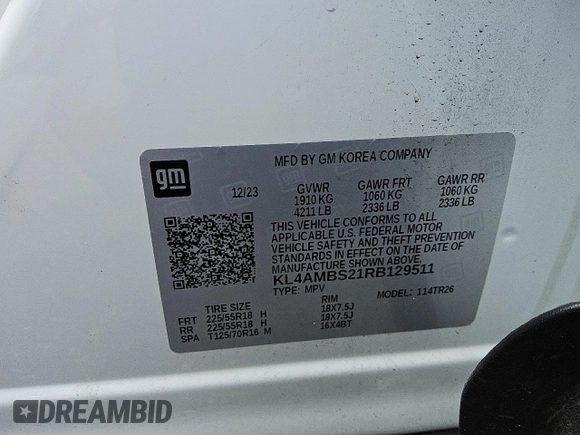 2024 Buick Encore GX Preferred with VIN KL4AMBS21RB129511, listed as a Copart auction lot 61129645 with 16,613 mi miles and Clean title. Bid and sale history available at DreamBid. Image 13.