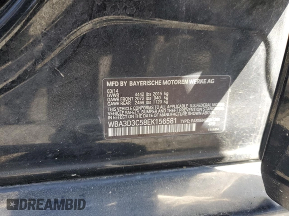 2014 BMW 3 Series 328d с VIN WBA3D3C58EK156581, выставлен на аукционе Copart как лот 62603805 с пробегом 229 710 миль миль и Чистый • Clean title. История ставок и продаж доступна на DreamBid. Изображение 12.