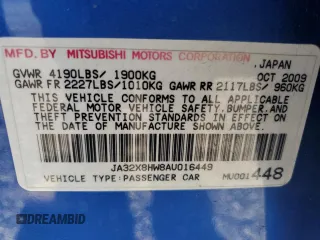 2010 Mitsubishi Lancer GTS with VIN JA32X8HW8AU016449, listed as a Copart auction lot 75054354 with 173,167 mi miles and Salvage Title. Bid and sale history available at DreamBid. Image 12.