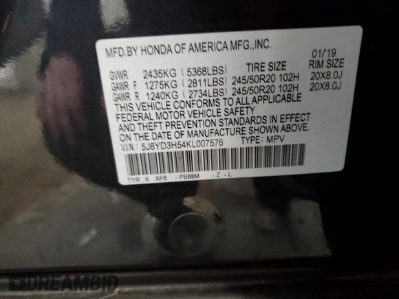 2019 Acura MDX Technology с VIN 5J8YD3H54KL007576, выставлен на аукционе Copart как лот 82241664 с пробегом 49 471 миль миль и Списание • Salvage title. История ставок и продаж доступна на DreamBid. Изображение 15.