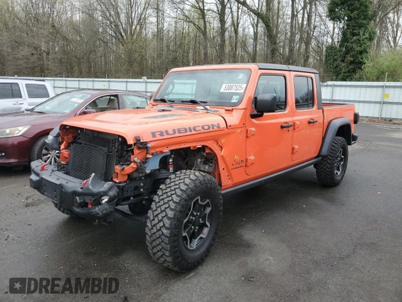 2020 Jeep Gladiator Rubicon z VIN 1C6JJTBG8LL156097, wystawiony jako Copart lot #53087525 z przebiegiem 70 252 mil mil oraz Szkoda całkowita • Salvage title. Historia ofert i sprzedaży dostępna na DreamBid. Obrazek 1.