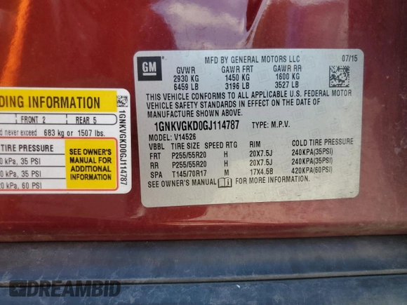 2016 Chevrolet Traverse LT with VIN 1GNKVGKD0GJ114787, listed as a Copart auction lot 62089765 with 155,224 mi miles and Salvage title. Bid and sale history available at DreamBid. Image 13.