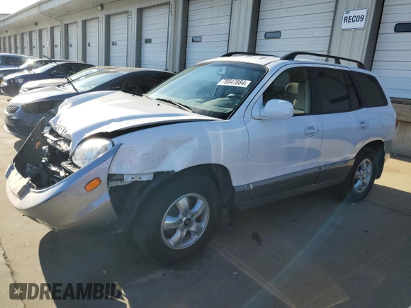 2006 Hyundai Santa Fe GLS with VIN KM8SC13D36U044396, listed as a Copart auction lot 78847884 with 76,080 mi miles and Salvage Title. Bid and sale history available at carsss.com. Image 1.