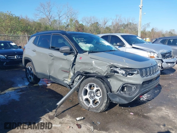 2022 Jeep Compass Trailhawk z VIN 3C4NJDDBXNT108822, wystawiony jako IAAI lot #41158116 z przebiegiem 41 368 mil mil oraz . Historia ofert i sprzedaży dostępna na DreamBid. Obrazek 1.