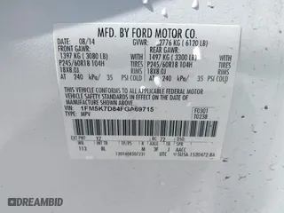 2015 Ford Explorer XLT with VIN 1FM5K7D84FGA69715, listed as a IAAI auction lot 42088159 with 167,715 mi miles. Bid and sale history available at carsss.com. Image 9.