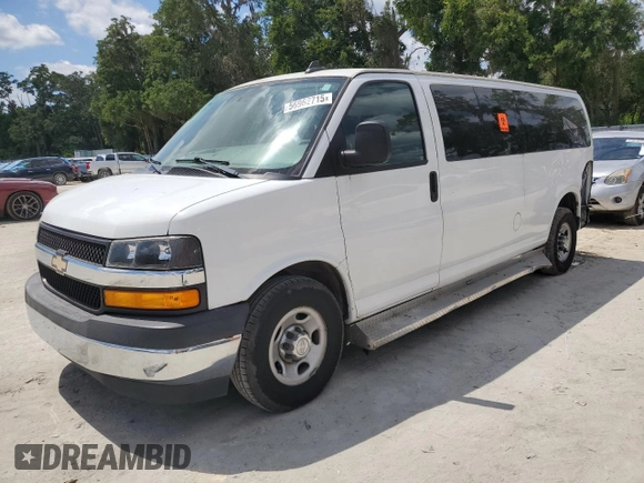 2017 Chevrolet Express Passenger LT with VIN 1GAZGPFG2H1180404, listed as a Copart auction lot 56962715 with 89,706 mi miles and Salvage title. Bid and sale history available at DreamBid. Image 1.