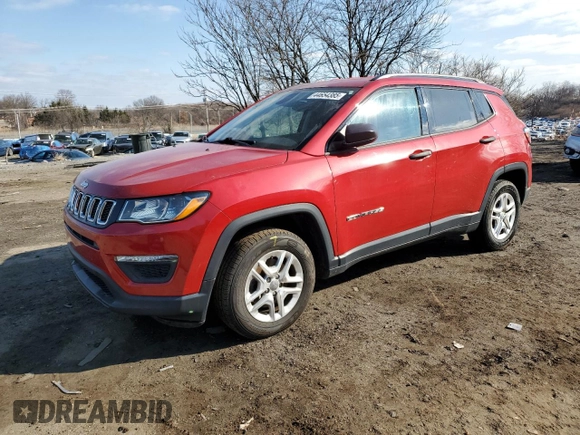 2018 Jeep Compass Sport with VIN 3C4NJCAB7JT102162, listed as a Copart auction lot 44654385 with 40,599 mi miles and Salvage Title. Bid and sale history available at carsss.com. Image 1.