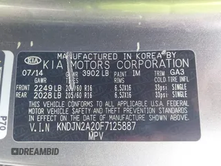2015 Kia Soul with VIN KNDJN2A20F7125887, listed as a IAAI auction lot 42107735 with 151,537 mi miles and . Bid and sale history available at DreamBid. Image 9.