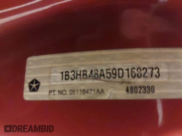 2009 Dodge Caliber SXT with VIN 1B3HB48A59D168273, listed as a IAAI auction lot 41988835 with 200,125 mi miles and . Bid and sale history available at DreamBid. Image 9.