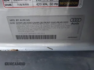 2008 Audi A3 with VIN WAUNF78P98A145393, listed as a IAAI auction lot 41258987 with 91,720 mi miles. Bid and sale history available at carsss.com. Image 9.