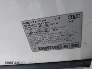2017 Audi Q3 Premium z VIN WA1BCCFS4HR016424, wystawiony jako IAAI lot #41627278 z przebiegiem 60 028 mil mil oraz . Historia ofert i sprzedaży dostępna na DreamBid. Obrazek 9.