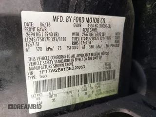 2016 Ford F-250 Lariat with VIN 1FT7W2B61GED20063, listed as a IAAI auction lot 42078913 with 274,354 mi miles and . Bid and sale history available at DreamBid. Image 9.