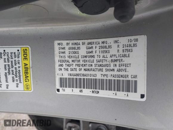 2009 Acura TL Tech with VIN 19UUA86539A010143, listed as a IAAI auction lot 41775065 with 164,225 mi miles. Bid and sale history available at carsss.com. Image 9.