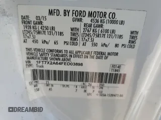 2015 Ford F-250 XLT z VIN 1FT7X2A64FED03898, wystawiony jako Copart lot #55018545 z przebiegiem Nie podano mil oraz Szkoda całkowita • Salvage title. Historia ofert i sprzedaży dostępna na DreamBid. Obrazek 10.