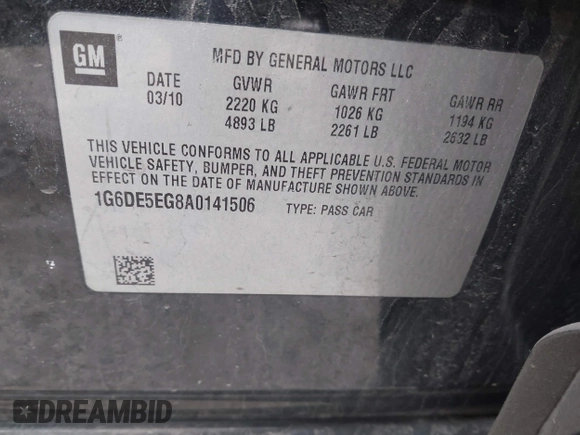 2010 Cadillac CTS Luxury with VIN 1G6DE5EG8A0141506, listed as a IAAI auction lot 41645014 with 150,394 mi miles. Bid and sale history available at carsss.com. Image 9.