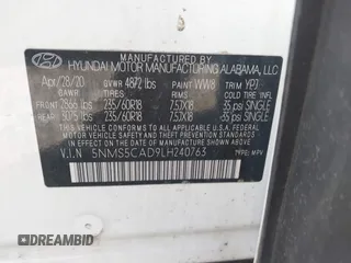 2020 Hyundai Santa Fe Limited with VIN 5NMS5CAD9LH240763, listed as a IAAI auction lot 41754101 with 66,450 mi miles. Bid and sale history available at carsss.com. Image 9.