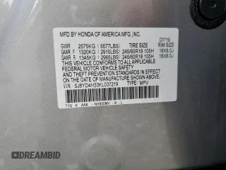 2019 Acura MDX with VIN 5J8YD4H33KL037219, listed as a Copart auction lot 58569505 with 28,215 mi miles and Salvage title. Bid and sale history available at DreamBid. Image 13.