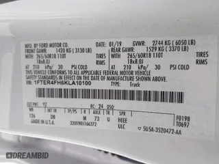 2019 Ford Ranger XL with VIN 1FTER4FH6KLA10100, listed as a IAAI auction lot 41867560 with 66,009 mi miles. Bid and sale history available at carsss.com. Image 9.