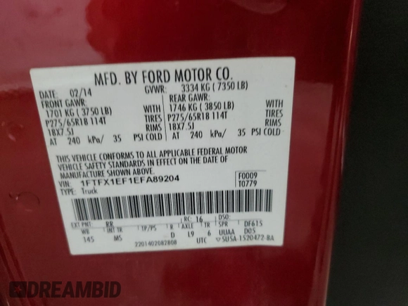 2014 Ford F-150 XL with VIN 1FTFX1EF1EFA89204, listed as a Copart auction lot 86800594 with Not Provided miles and Non Repairable. Bid and sale history available at carsss.com. Image 12.