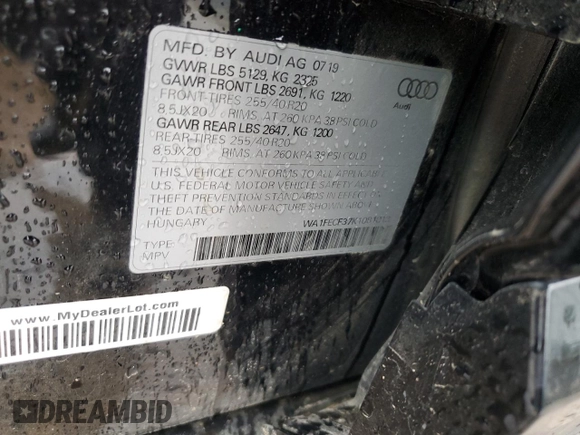 2019 Audi Q3 S line Prestige with VIN WA1FECF37K1081813, listed as a Copart auction lot 73440084 with 41,485 mi miles and Clean Title. Bid and sale history available at carsss.com. Image 13.